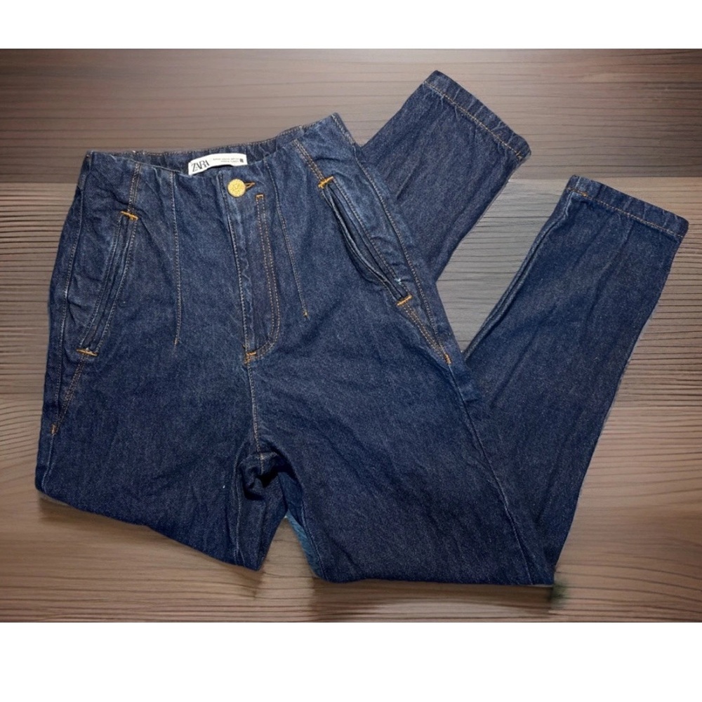 Zara Womens Size XS High-Waisted Denim Jeans Tapered Ankle